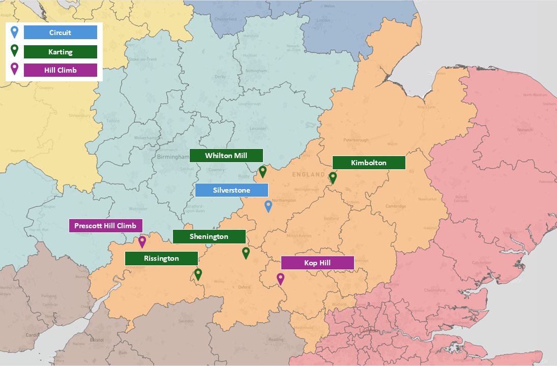 South Midlands Region Map