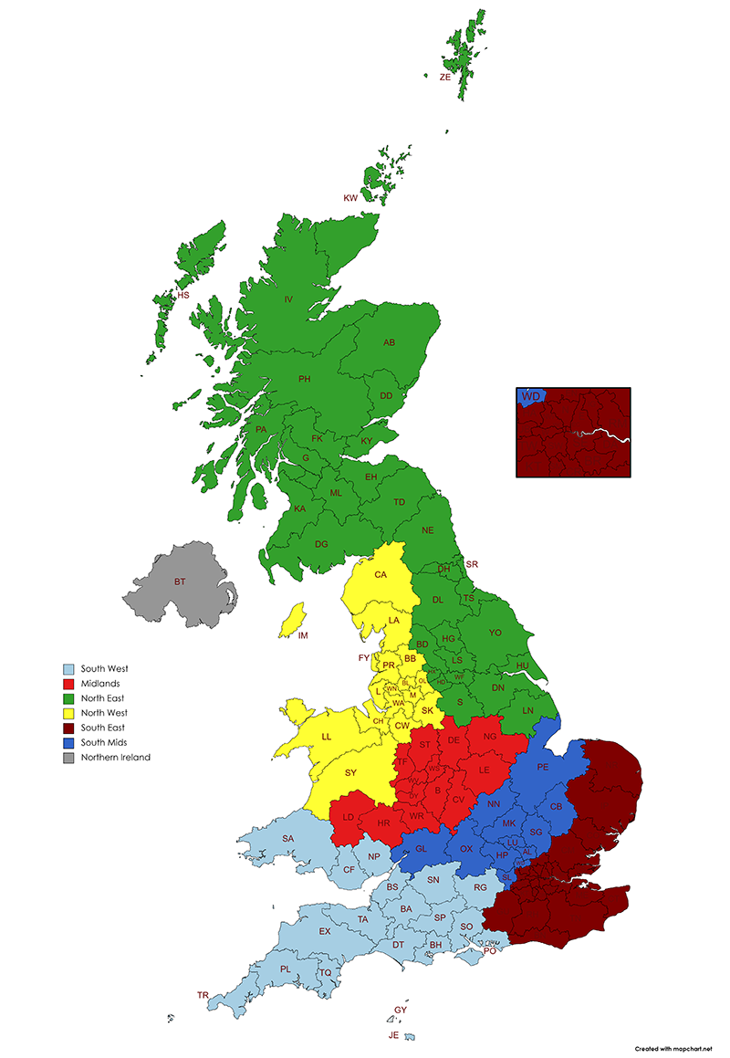 BMMC Regional Postcodes Map