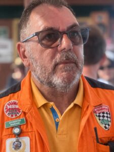 Adrian Liddiment in orange probes